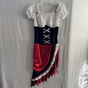 Goddessy Womens Pirate Costume Dress Small (4 -6) Red Black Corset Gasparilla